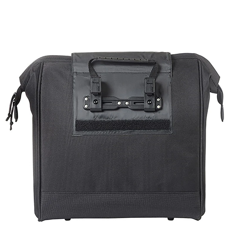 Basil MIK Hooks Bicycle Shopper - 23L - Polyester - Main Compartment with Padded Laptop Compartment - Sturdy & Rainproof - Doctor Flap Closure - Comfort Handles - Reflective - Black