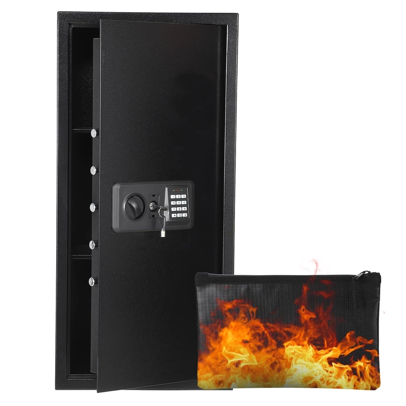 Garvee 95L Safe Safe with Number Code, Keys & Fireproof Bag, Safe for Home/Hotel, Alarm, Adjustable Shelf, Hotel Safes Cash, Jewellery & Documents, Wall/Floor Mounting, 80 x 38 x 31 cm - Image 1