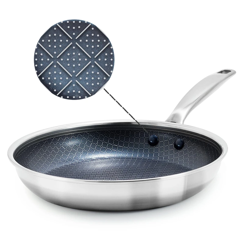 Blue Diamond Hybrid Non-Stick Stainless Steel Pan, 28 cm, PFAS-Free Ceramic Pan, Diamond Bond for Powerful Searing, Egg and Omelette Pan, Dishwasher Safe, Cool Handle, Induction, for All Hob Types - Image 1