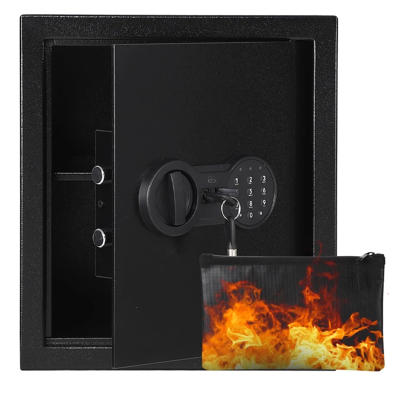 Garvee Steel Security Box with Dual Locking System, Safe Safe with Fireproof, Waterproof, Alarm, Removable Compartment, Wall/Floor Mounting, for Money, Jewellery, Documents, 360 x 320 x 320 mm - Image 1