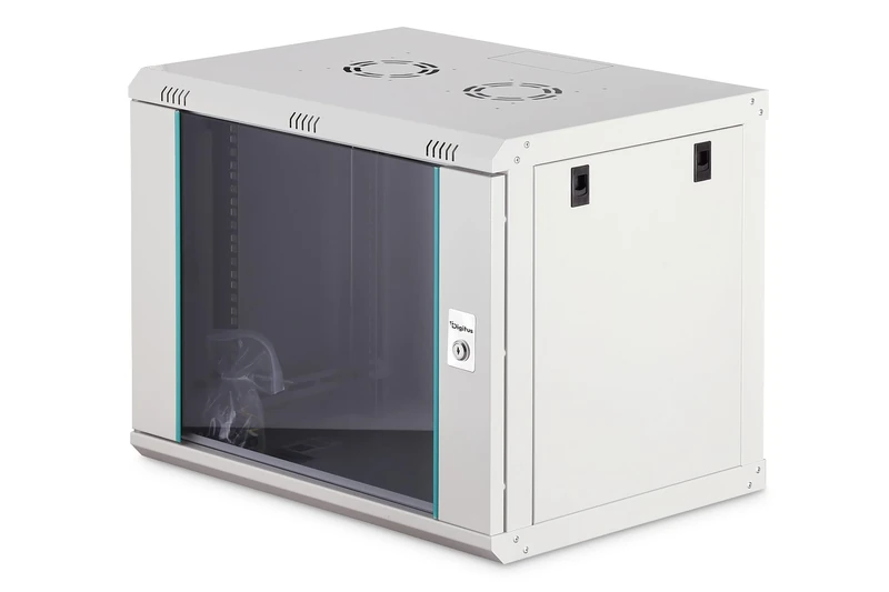 DIGITUS Network Cabinet – 19-inch Rack 9U – Unassembled – Wall-mounted – 450 mm depth – 320 mm usable depth – 60 kg load capacity – Glass door – Dynamic-N Series – Grey