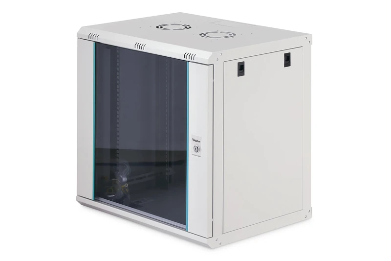 DIGITUS Network Cabinet – 19-inch Rack 12U – Unassembled – Wall-mounted – 450 mm depth – 320 mm usable depth – 60 kg load capacity – Glass door – Dynamic-N Series – Grey