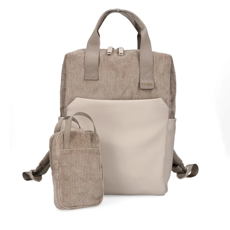 zwei backpack laptop backpack with laptop compartment Lou LUR130 7L Cord - Mocca beige