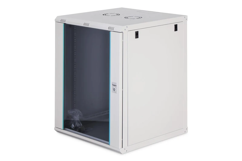 DIGITUS Network Cabinet – 19-inch rack 16U – Unassembled – Wall-mounted – 600 mm depth – 470 mm usable depth – 60 kg load capacity – Glass door – Dynamic-N Series – Grey
