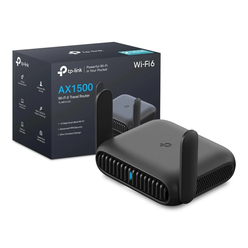 NEW TP-Link TL-WR1512X AX1500Mbps WiFi 6 Travel Router, Dual Band Portable VPN Router with VPN Client & Server, Portable WiFi with 2 Antennas, USB 3.0, Ideal for Hotel, Business Travel and Remote Work