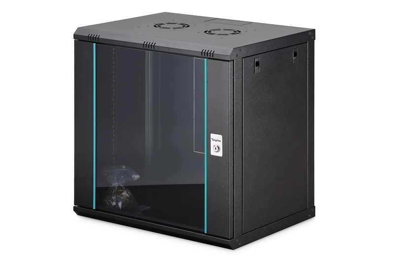 DIGITUS Network Cabinet – 19-inch rack 12U – Unassembled – Wall-mounted – 450 mm depth – 320 mm usable depth – 60 kg load capacity – Glass door – Dynamic-N Series – Black