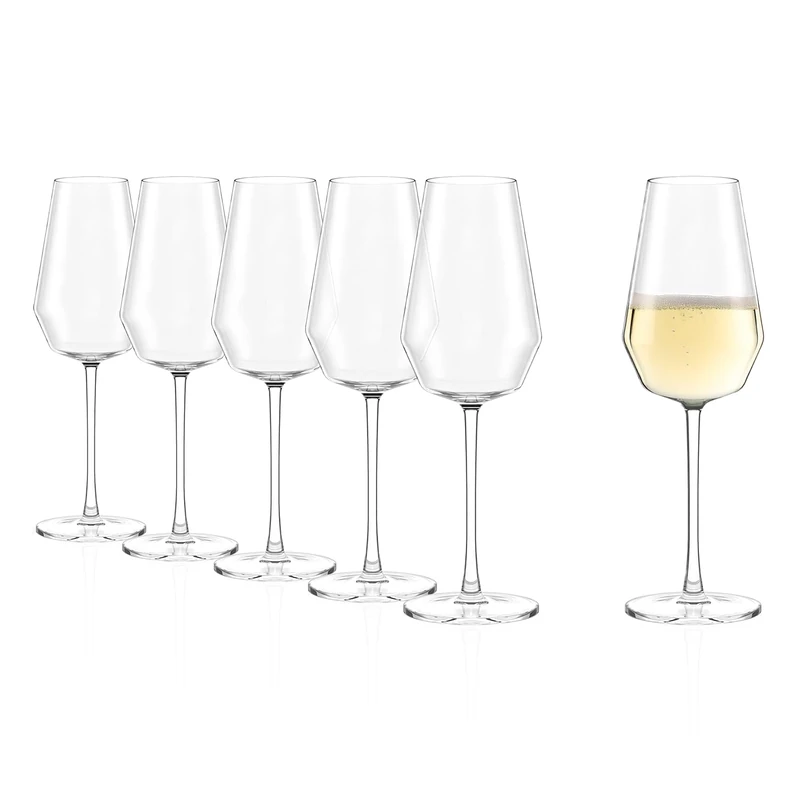 Stölzle Lausitz Celestia Champagne Glasses Set of 6 360 ml - Champagne Glass with Faceted Surface & Perfect Perlage - Ideal for Champagne & Champagne - Robust Champagne Glasses - Dishwasher Safe