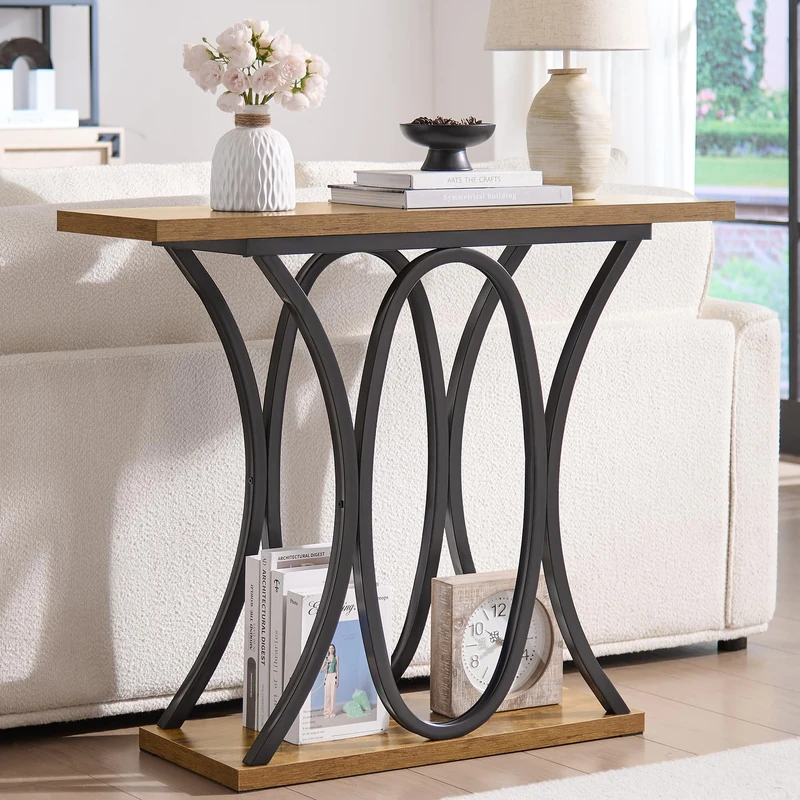 Sailvan 40" Console Table With Geometric Metal Legs And Stable Base, Living Room Furniture For Foyer, Hallway, Entrance