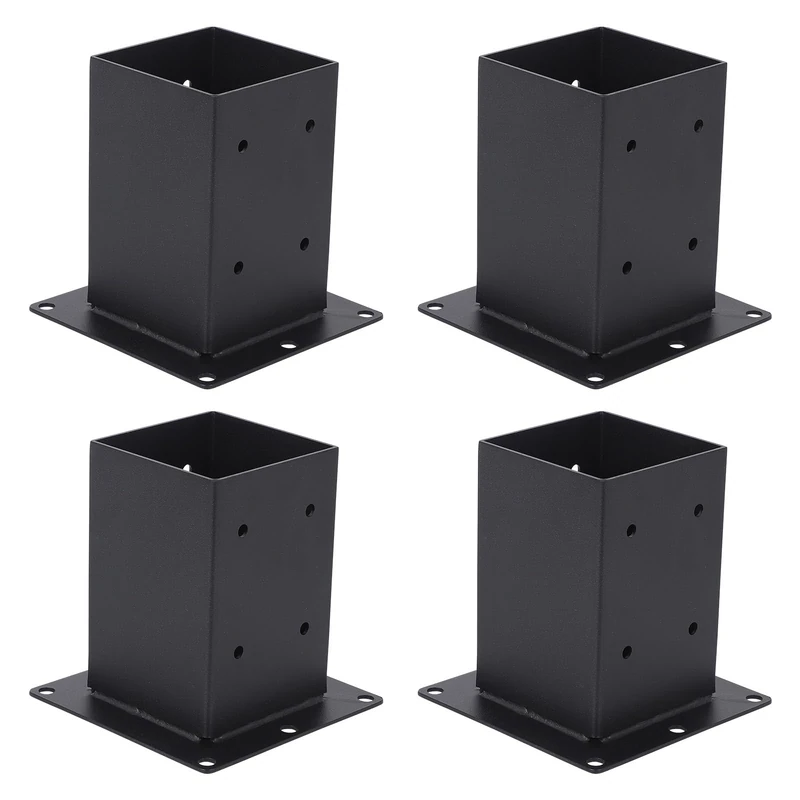GarveeHome 4x4 Post Base 4Pcs, (Inner Size 3.5"X3.5") Heavy-Duty Post Anchors, Powder Coated Deck Post Base Fit, Fence Post Holder Support Bases, Support Deck Base Plate Pergola Brackets Fence Kit