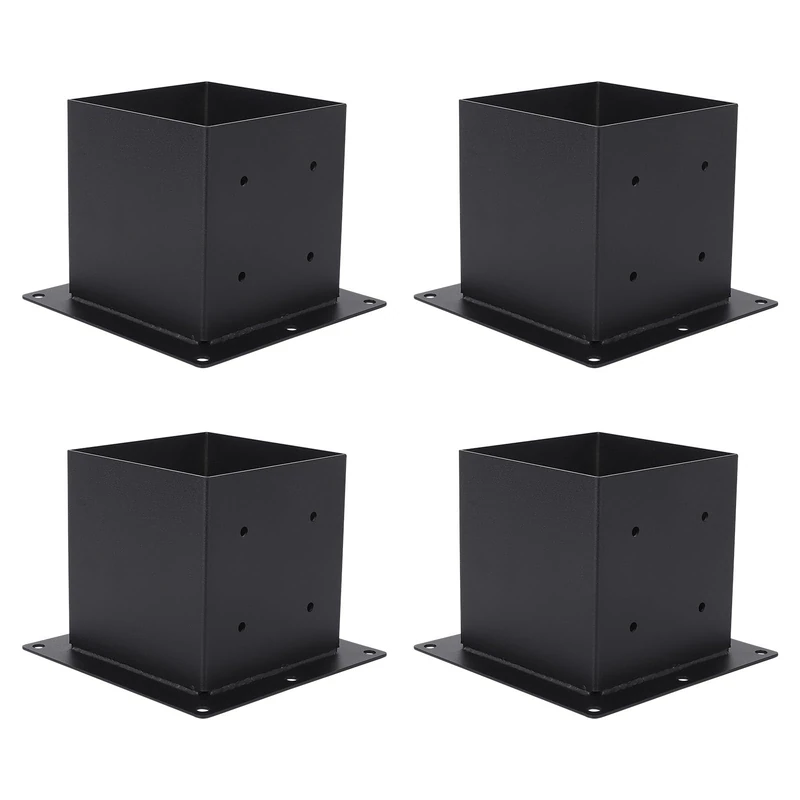 GarveeHome 6x6 Post Base 4Pcs, (Inner Size 5.3"X5.3") Heavy-Duty Post Anchors, Powder Coated Deck Post Base Fit, Fence Post Holder Support Bases, Support Deck Base Plate Pergola Brackets Fence Kit
