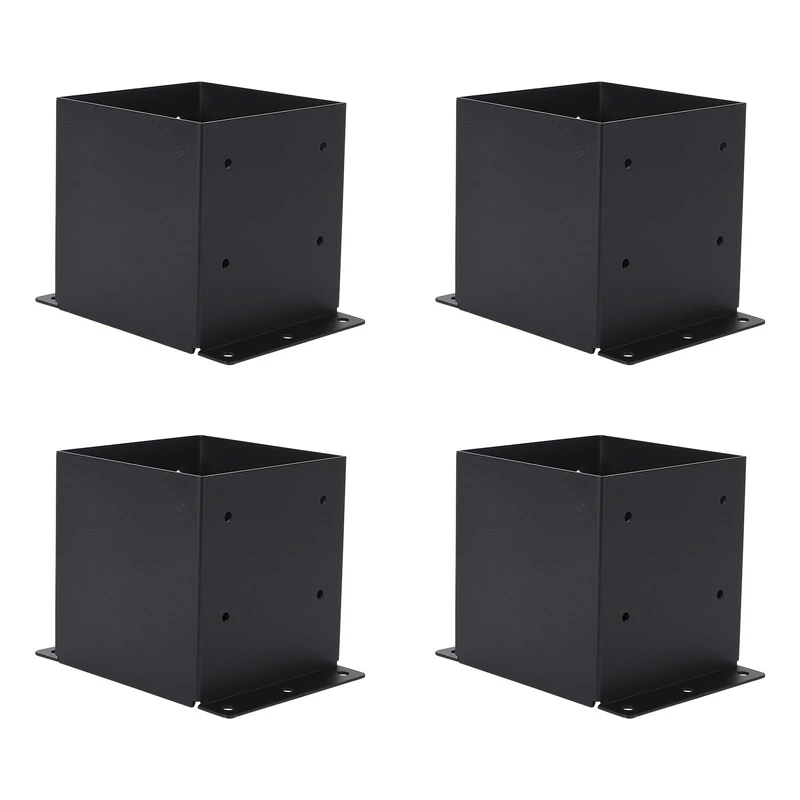GarveeHome 4x4 Post Base 4Pcs, (Inner Size 3.7"X3.7") Heavy-Duty Post Anchors, Powder Coated Deck Post Base Fit, Fence Post Holder Support Bases, Support Deck Base Plate Pergola Brackets Fence Kit