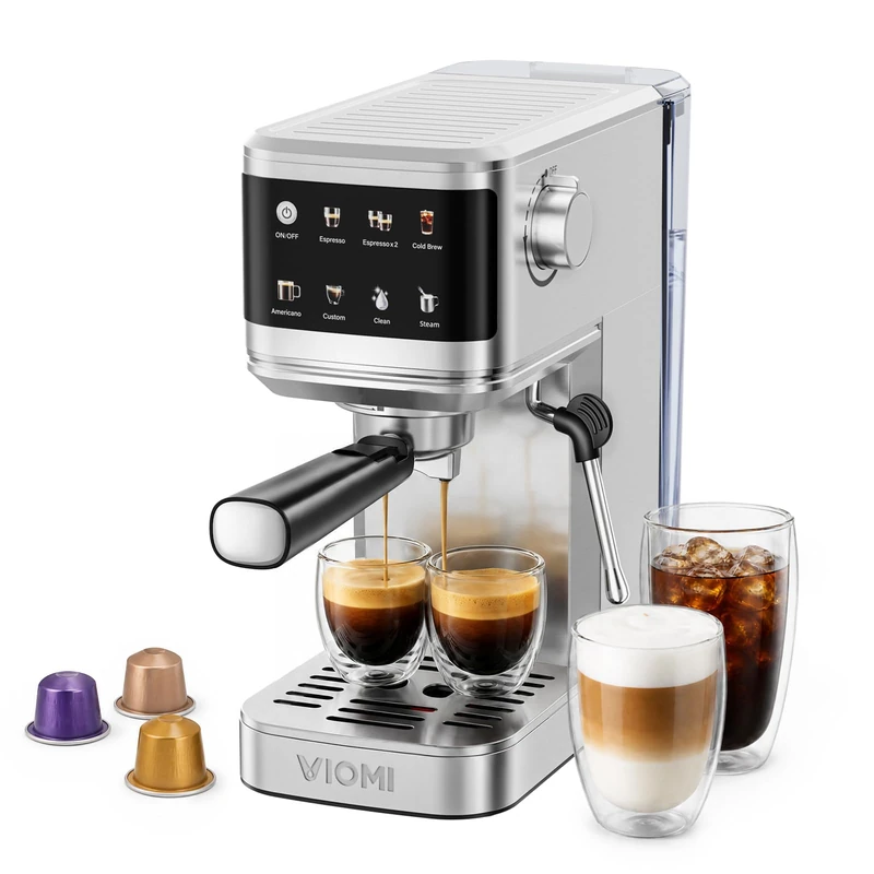 VIOMI T1B Pro 20 Bar Espresso Coffee Machine with Milk Frother, 2-in-1