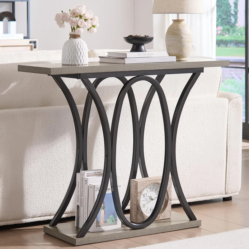 Sailvan 40" Console Table With Geometric Metal Legs And Stable Base, Living Room Furniture For Foyer, Hallway, Entrance - Image 1