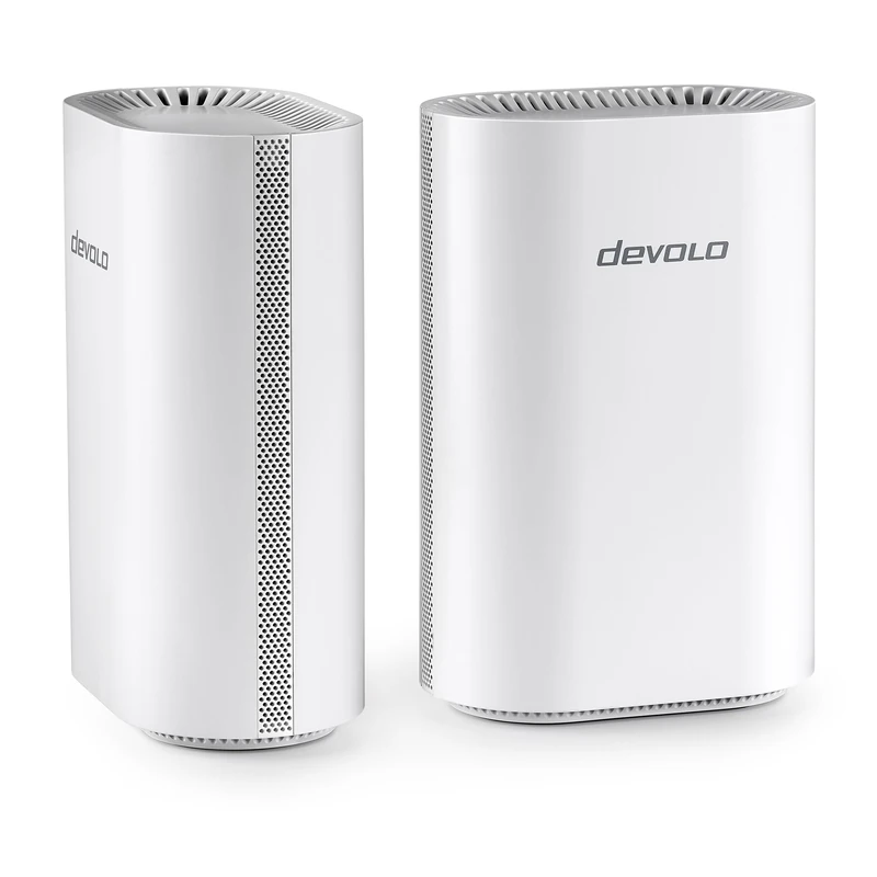 devolo WiFi 7 Mesh BE9300 Tri-Band 2-Pack, High-speed mesh Wi-Fi system, Wi-Fi extender, up to 9,300 Mbps, 2.5 Gigabit Ethernet port, white