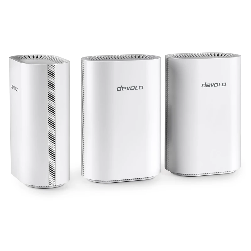 devolo WiFi 7 Mesh BE9300 Tri-Band 3-Pack, High-speed mesh Wi-Fi system, Wi-Fi extender, up to 9,300 Mbps, 2.5 Gigabit Ethernet port, white