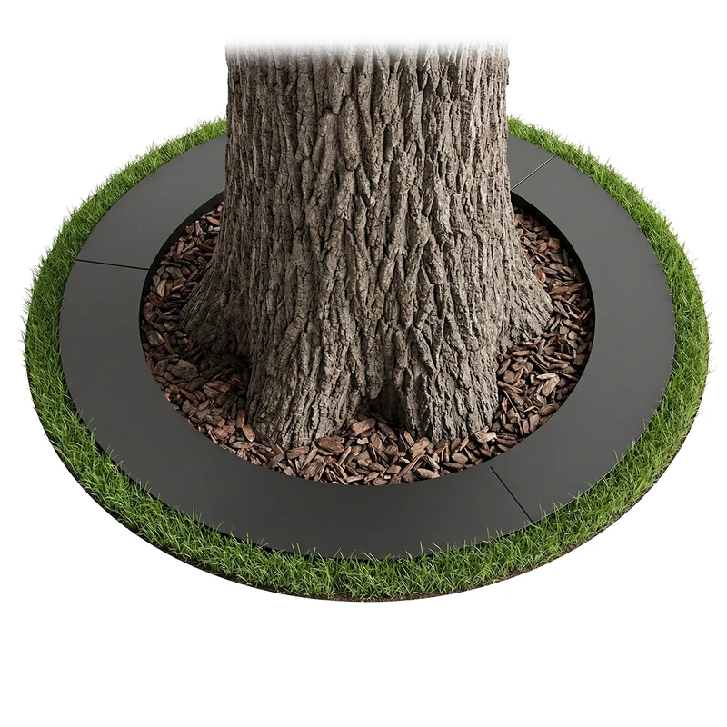 Relaxdays Tree Ring, Lawn Edge for Trees & Shrubs, D: 120 cm, Galvanised Steel, Anthracite