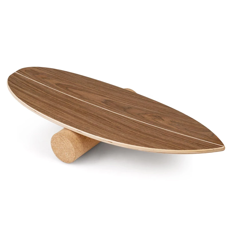 GYMAX Wooden Balance Board, Advanced Wobble Board with Roller, Balance Trainer for Surfing Skateboarding Snowboard Ice Hockey Training (Natural)