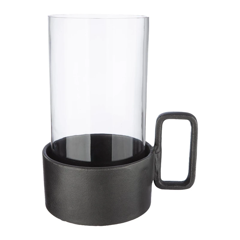 GILDE Antigua Antigua Tea Light Holder Round Grey Height 22 cm x Width 18 cm for Tea Light or Pillar Candle