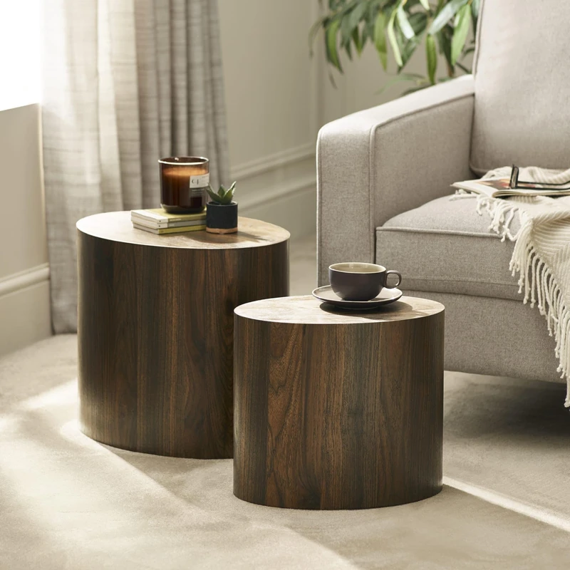 Julian Bowen Toba Nest of Tables Set of 2, Nesting Walnut Effect Side Table for Living Room, Stacking End Table for Small Spaces, 40 x 48 x 43cm