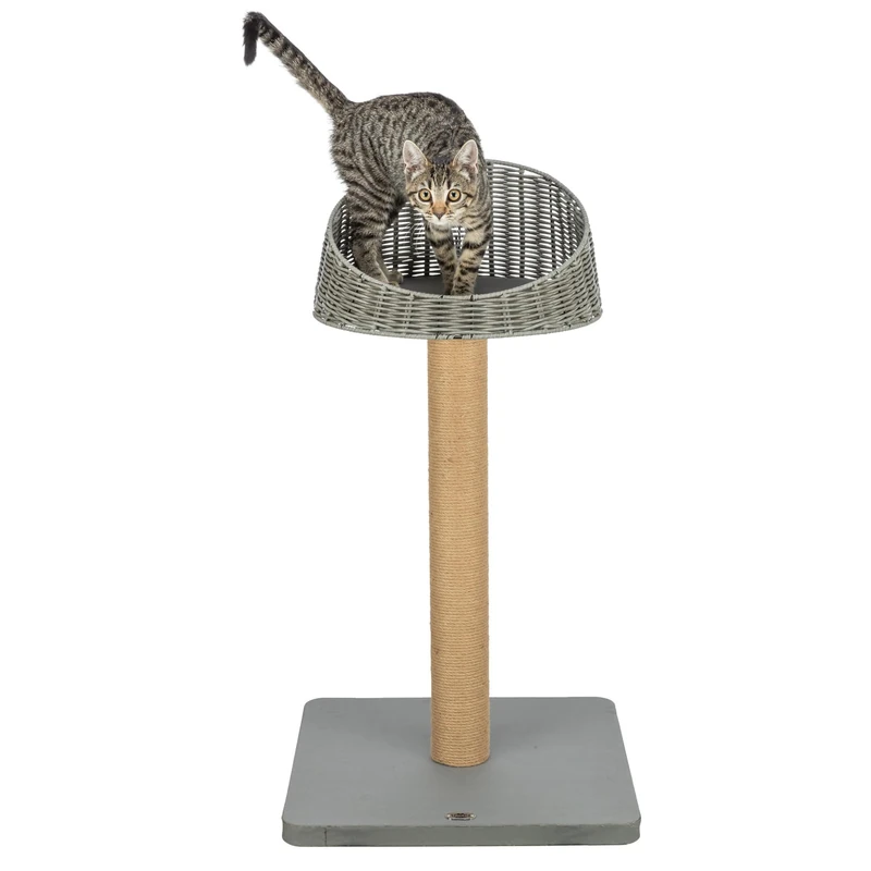 Trixie Amalia Outdoor Cat Scratching Post - Outdoor Cat Scratching Post - with Bed - Water-Repellent - Grey - 88 cm - Image 1