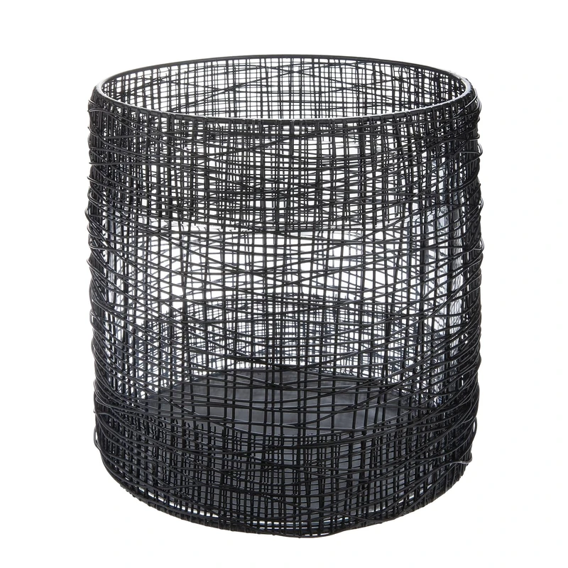 Casablanca Welding Lantern - Metal - Black Matt - Conical - Height 21 cm x Diameter 19 cm - with Glass Insert