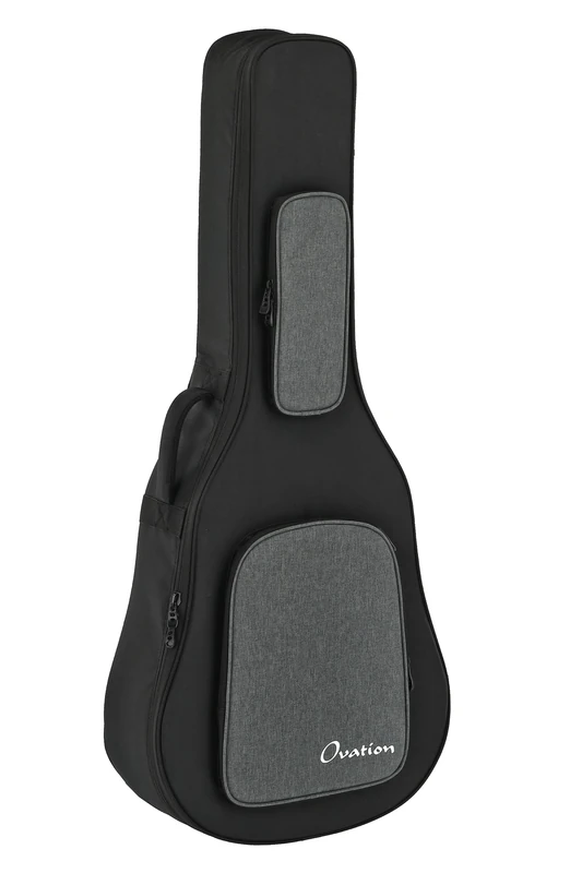 OVATION Guitars Guitar Soft Case - Fits Deep Contour/Mid-Depth/Super Shallow Models - 20mm Soft Grip Padding Lint Free - Backpack Straps - Black/Charcoal