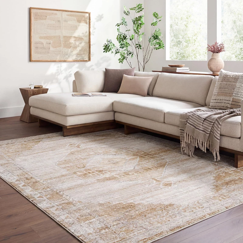 Livabliss Fifth Avenue Traditional Vintage Rug | Light Gray, Off-White, Light Brown | 200x275cm | Living Room & Dining Room | Machine Woven Medium Pile Polyester