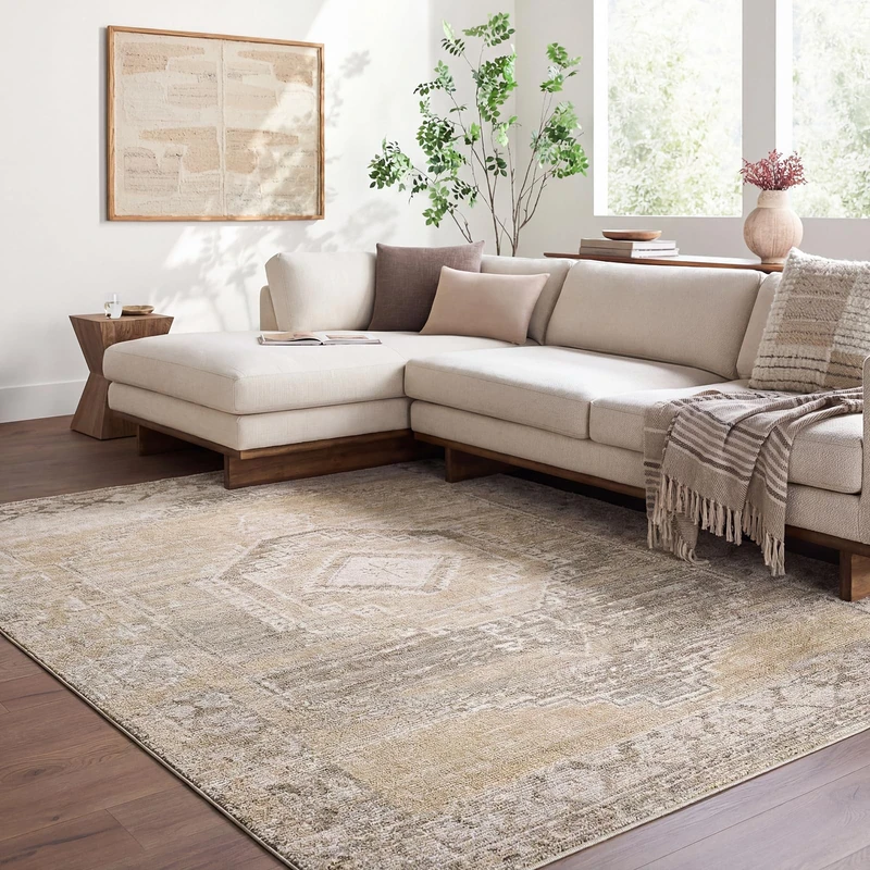 Livabliss Fifth Avenue Traditional Vintage Rug | Light Gray, Taupe, Off-White | 152x225cm | Living Room & Bedroom | Machine Woven Medium Pile Polyester
