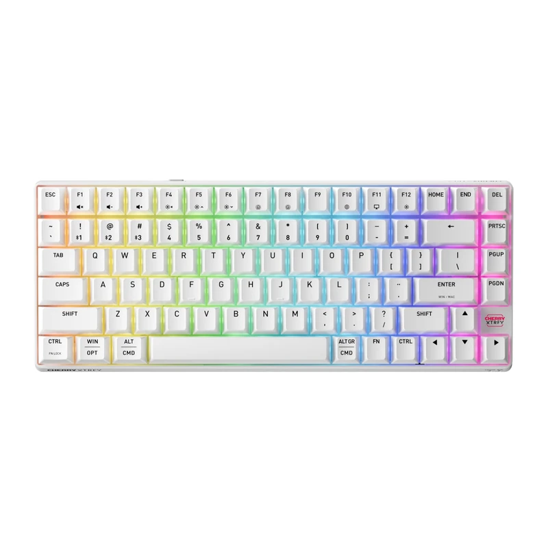 CHERRY XTRFY K33 Compact Wireless, Wireless Mem-chanical Gaming Keyboard, 75% Size, Multi-Device Keyboard, RGB Lighting, IP54 Dust and Splash Waterproof, US Format (QWERTY), Black
