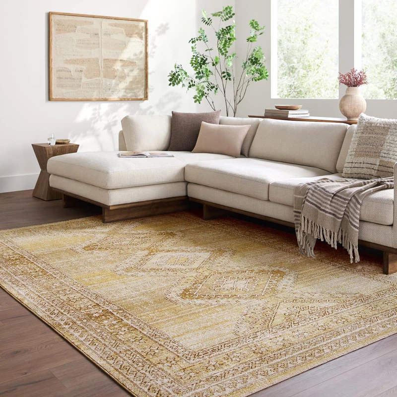 Livabliss Fifth Avenue Traditional Vintage Rug | Light Gray, Tan, Off-White | 200x275cm | Living Room & Dining Room | Machine Woven Medium Pile Polyester