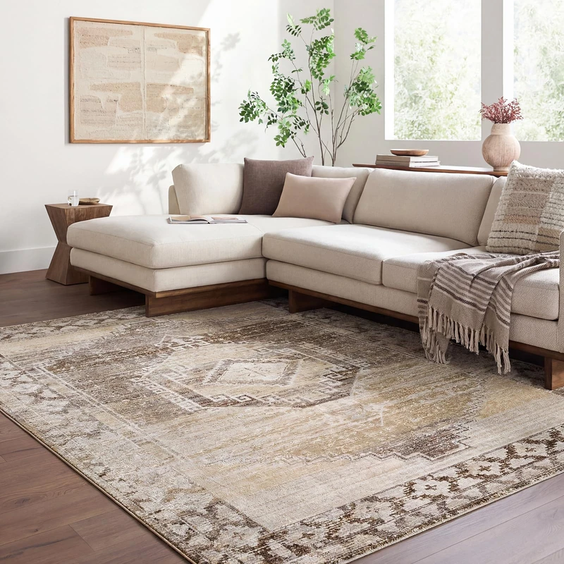 Livabliss Fifth Avenue Traditional Vintage Rug | Light Gray, Taupe, Off-White | 200x275cm | Living Room & Dining Room | Machine Woven Medium Pile Polyester
