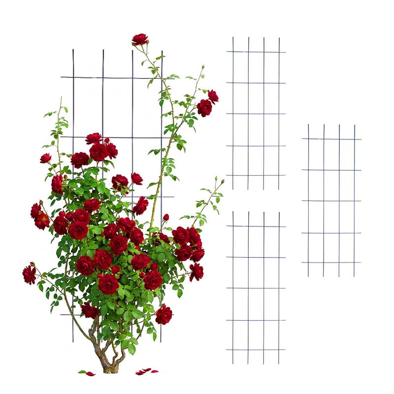 Relaxdays Trellis Set of 4 Steel Climbing Plant Supports, 115 x 45 cm, Black