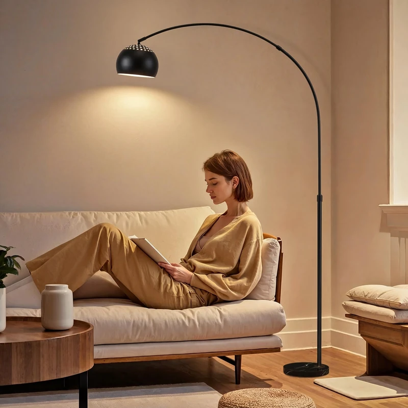 HOMCOM 167cm Arc Floor Lamp Modern Adjustable with Foot Switch Black