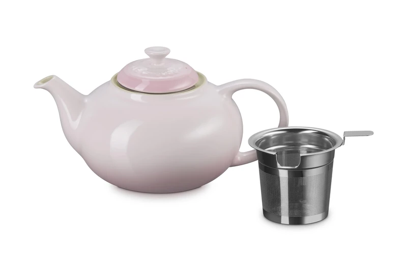 Le Creuset Stoneware Teapot with Stainless Steel Infuser, 1.3l, Shell Pink