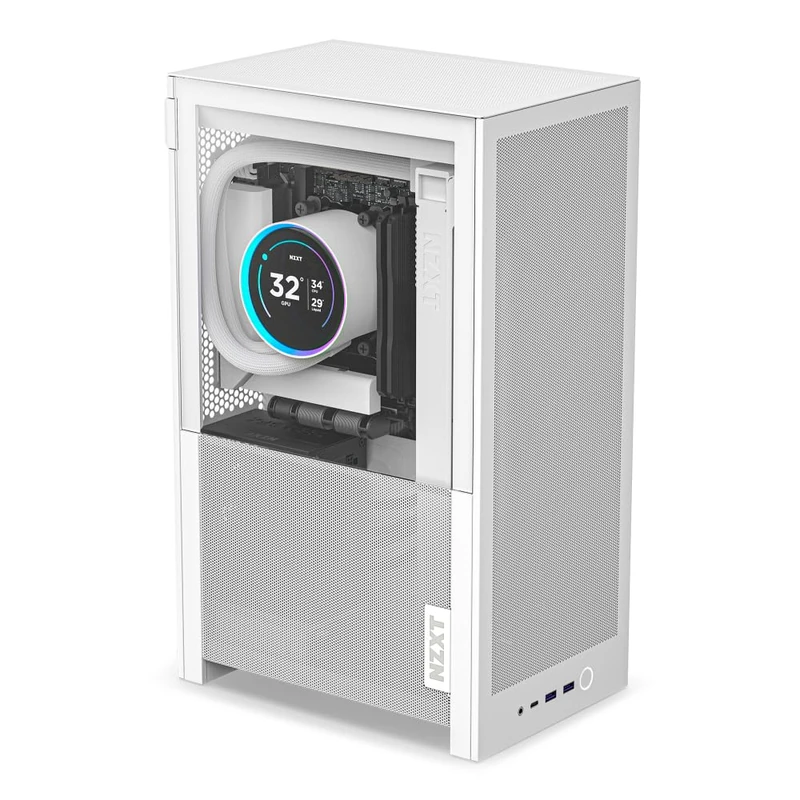 NZXT H2 Flow – Mini-ITX 20.7L High Airflow PC Case – Includes 2 x 120mm Top Fans & PCIe 5.0 Riser Cable – 331mm GPU – 280mm Radiator – White - Image 1