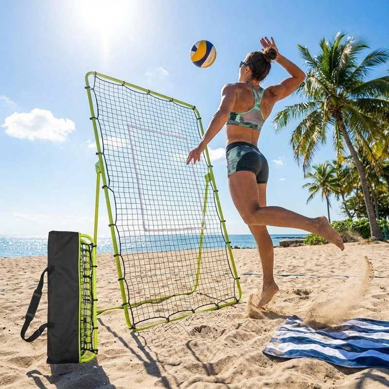 178 x 101cm Adjustable Volleyball Rebounder Net, Large Training Bounce Back Net for Bumping, Spiking & Setting – Sturdy, Multi-Angle Practice Equipment, Easy Setup & Foldable