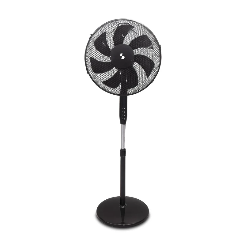 BEPER P206VEN120 7-Blade Pedestal Fan, 40 cm, Floor Fan with Oscillation, 3 Speeds, Adjustable Height up to 130 cm, Stable Round Base, Black