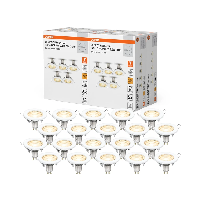 OSRAM LED Spot Set Recess Essential GU10 5x2.6W GU10 White,4-Pack - Image 1