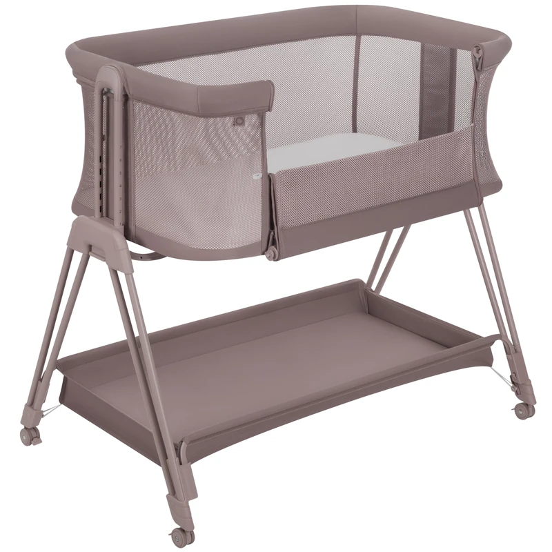lionelo Luna 2in1 Bedside Crib for babies from Birth to 9kg with Adjustable Height & Incline 4 Lockable Wheels Portable Baby Co-Sleeper Breathable Mesh Washable Mattress & Cover Basket