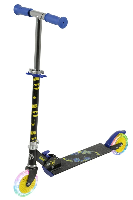 Batman Kids Scooter for Girls and Boys - Folding Inline - For Boys and Girls - Adjustable Light Up Scooter - Wheels Light Up - 58x30x80cm