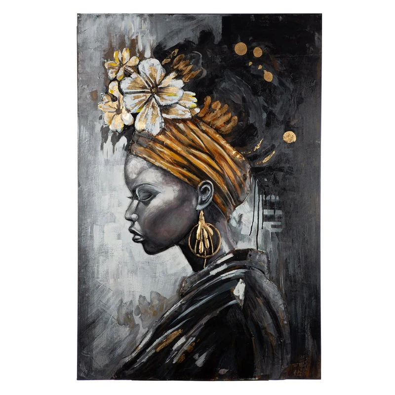 GILDE Picture Beauty in Black Metal Woman Motif Rectangular Textured Black Height 120 cm x Width 80 cm - Image 1
