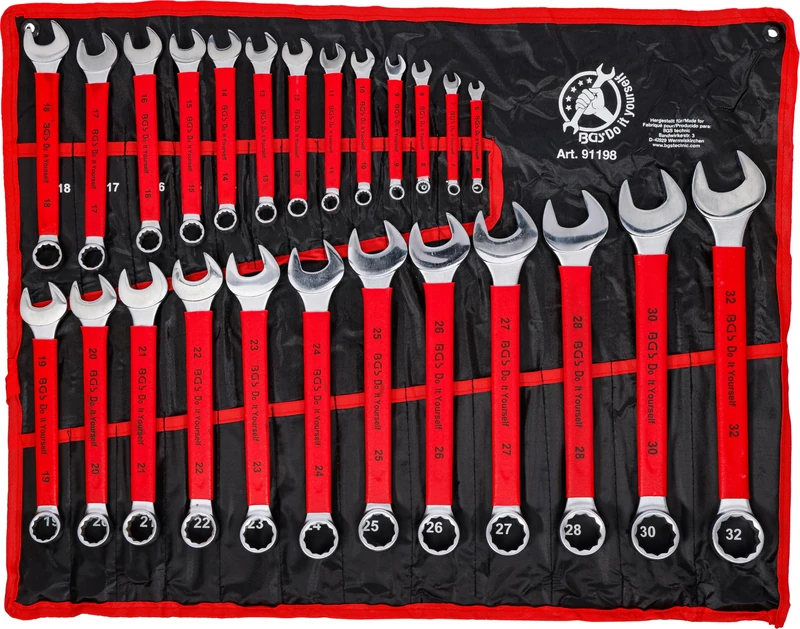 BGS DIY 91198 Combination Spanner Set with Non-Slip Grip SW 6-32 mm 25-Piece