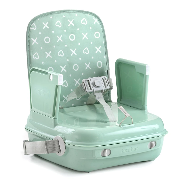 BenBat Feed & Go Booster Seat with Removable Tray and self Storage. Lightweight and Convenient for Dining Out on the Go. Complete with Carry Handle - Green