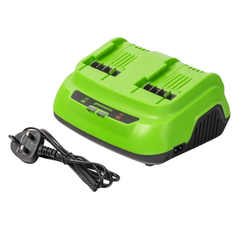 Greenworks 24V 8A 200W Dual port Rapid Charger, Adapt for All Grenworks 24V Batterise, 3 Year Warranty, G24X2C8/C2020BE