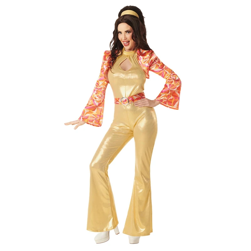 Boland - Funky Queen Costume, 70s Disco Jumpsuit with Headband, Vest and Belt for Carnival and Theme Party - Image 1