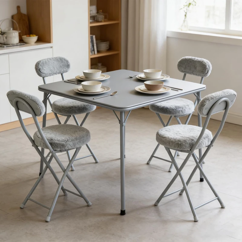 MEUBLE COSY Folding Table Portable Square, Lightweight Foldable Table, Space-Saving Design for Indoor and Outdoor, Picnic, Camping, Grey, 86x 86x 71cm