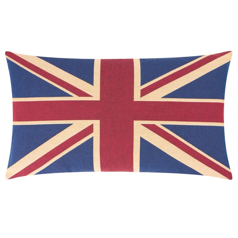 furn. Evans Lichfield Union Jack Feather Filled Cushion – Jacquard Cotton British Flag Tapestry Embroidered Decorative Pillow (Multicoloured – 65x45cm)