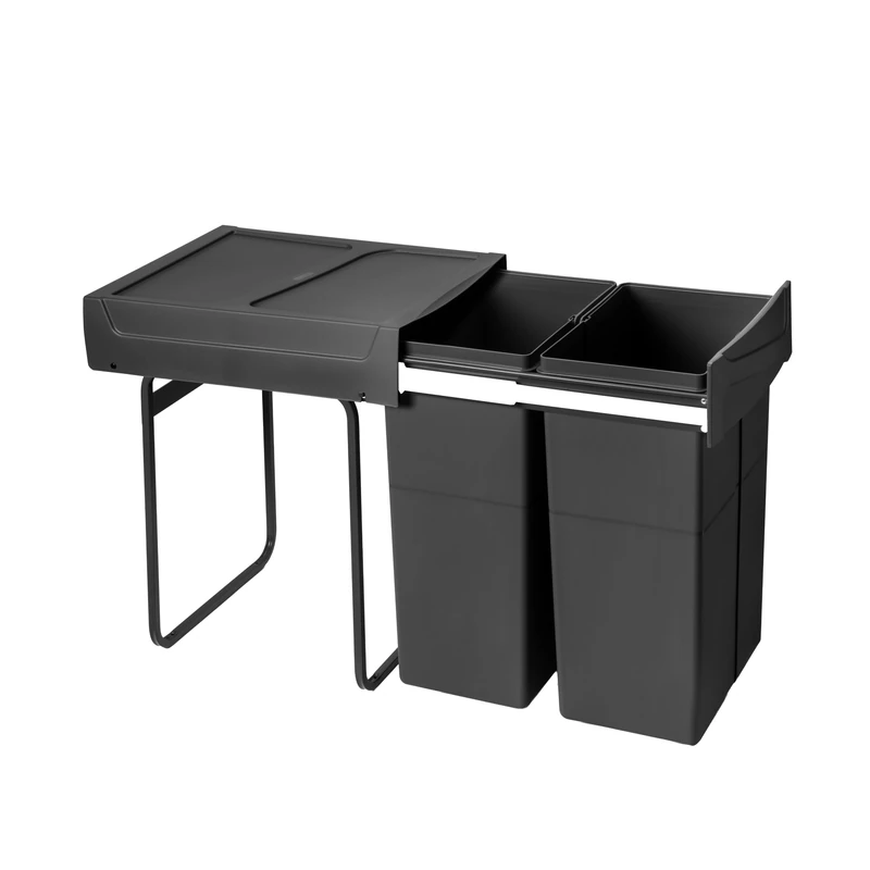 Emuca - Recycling bin for lower mounting and manual pull-out in kitchen unit Recycle 2x25litres - Image 1