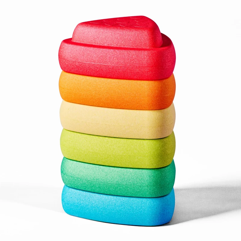 Nattou Blocky Balance Stones for Children - Stackable - Non-slip - Sensory Toys - for Indoor and Outdoor - 29 cm - Multicolor
