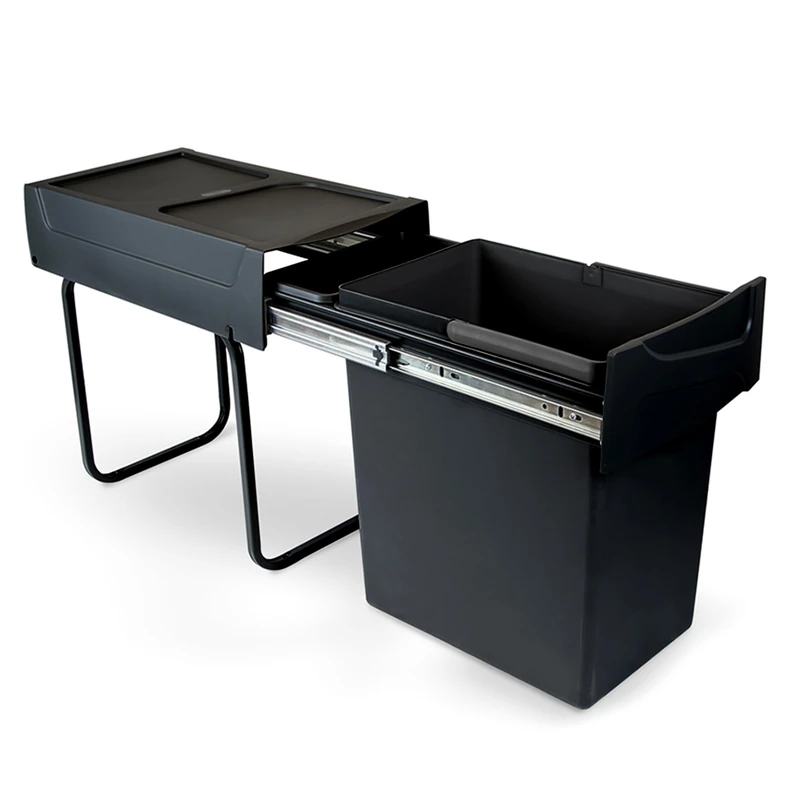 Emuca - Recycling bin for lower mounting and manual pull-out in kitchen unit Recycle 1x20 litres - Image 1